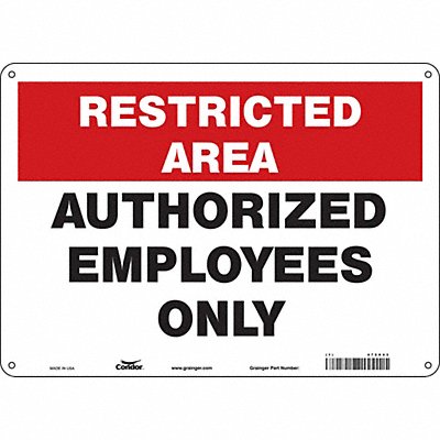 CONDOR 472X43 Safety Sign 10 inx14 in Polyethylene