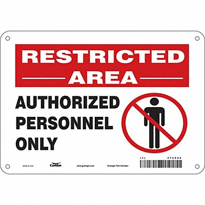 CONDOR 472X52 Safety Sign 7 in x 10 in Aluminum