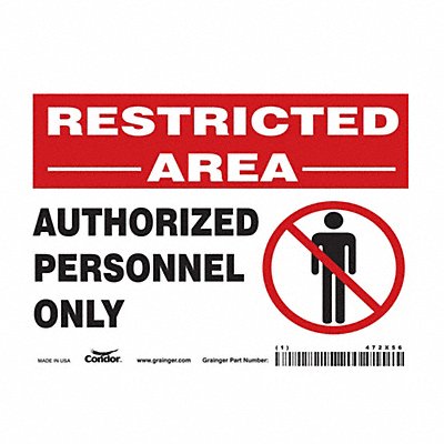 CONDOR 472X56 Safety Sign 5 inx7 in Vinyl