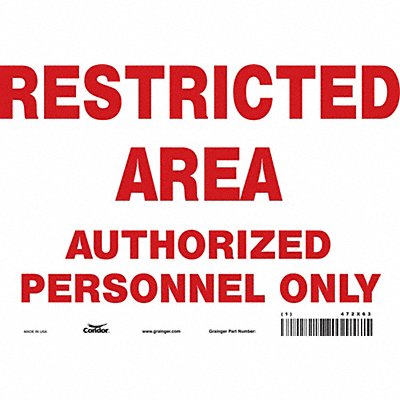 CONDOR 472X63 Safety Sign 7 in x 10 in Vinyl