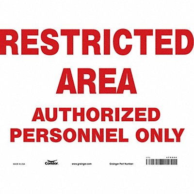 CONDOR 472X64 Safety Sign 10 inx14 in Vinyl