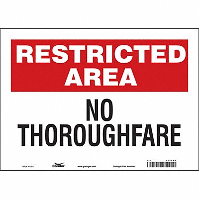 CONDOR 472X88 Safety Sign 10 in x 14 in Vinyl
