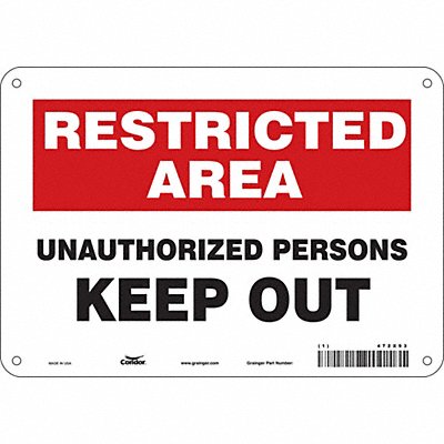 CONDOR 472X93 Safety Sign 7 inx10 in Polyethylene
