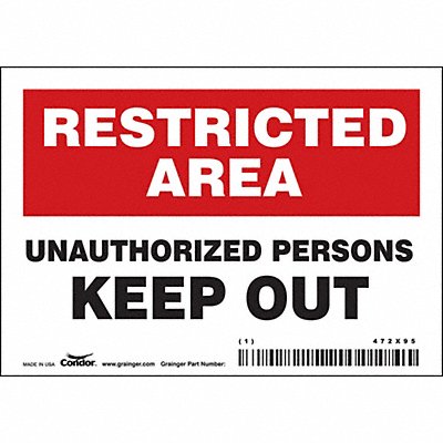CONDOR 472X95 Safety Sign 3.5in x 5in Vinyl