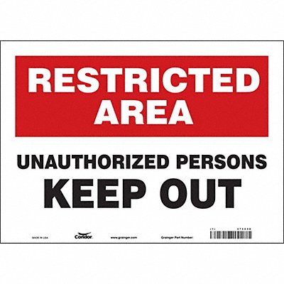 CONDOR 472X98 Safety Sign 10 inx14 in Vinyl