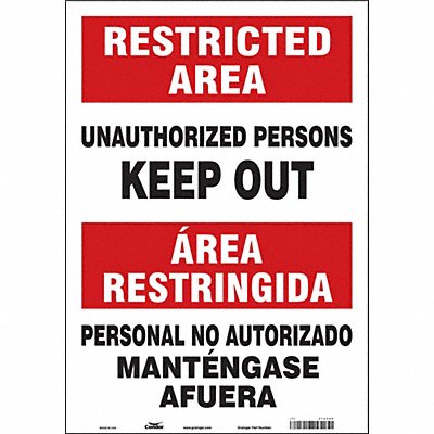 CONDOR 472Y09 Safety Sign 20 inx14 in Vinyl