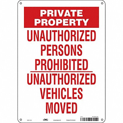 CONDOR 472Y13 Safety Sign 14 in x 10 in Polyethylene