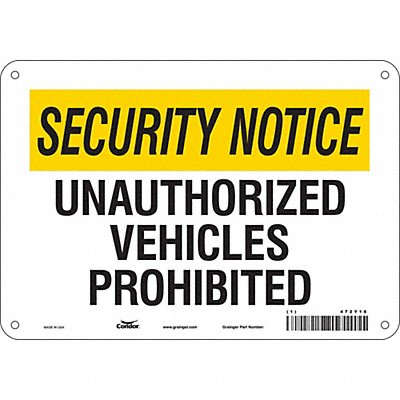 CONDOR 472Y16 Safety Sign 7 in x 10 in Aluminum