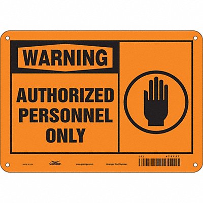 CONDOR 472Y27 Safety Sign 7 in x 10 in Polyethylene