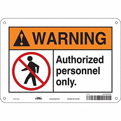 CONDOR 472Y50 Safety Sign 7 inx10 in Polyethylene