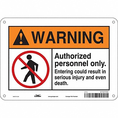 CONDOR 472Y56 Safety Sign 7 inx10 in Polyethylene