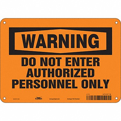CONDOR 472Y70 Safety Sign 7 inx10 in Polyethylene