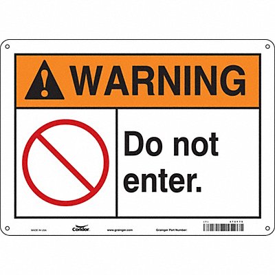 CONDOR 472Y75 Safety Sign 10 in x 14 in Aluminum