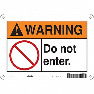 CONDOR 472Y76 Safety Sign 7 inx10 in Polyethylene