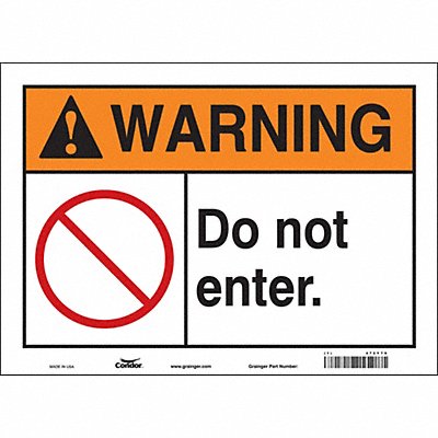 CONDOR 472Y79 Safety Sign 10 in x 14 in Vinyl