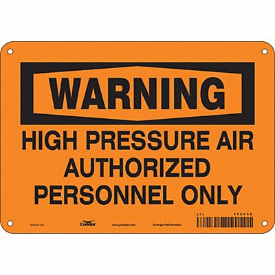 CONDOR 472Y80 Safety Sign 7 in x 10 in Aluminum