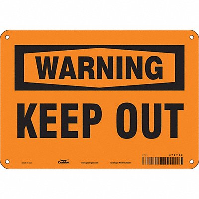 CONDOR 472Y88 Safety Sign 7 in x 10 in Polyethylene