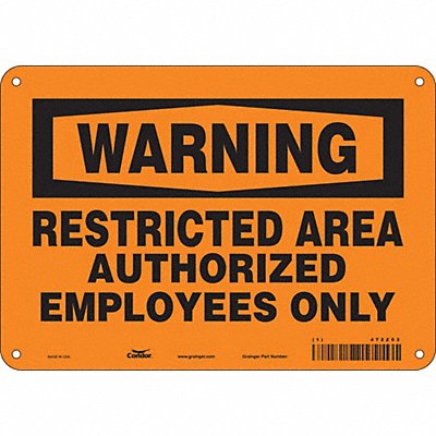 CONDOR 472Z03 Safety Sign 7 in x 10 in Polyethylene