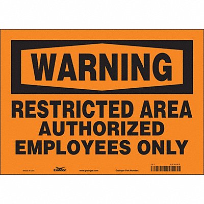 CONDOR 472Z07 Safety Sign 10 in x 14 in Vinyl
