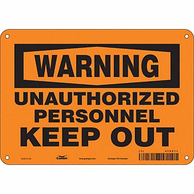 CONDOR 472Z11 Safety Sign 7 in x 10 in Polyethylene