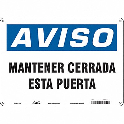 CONDOR 472Z34 Safety Sign 10 in x 14 in Polyethylene