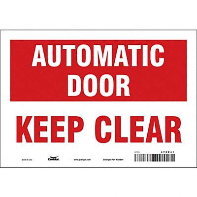 CONDOR 472Z41 Safety Sign 7 in x 10 in Vinyl