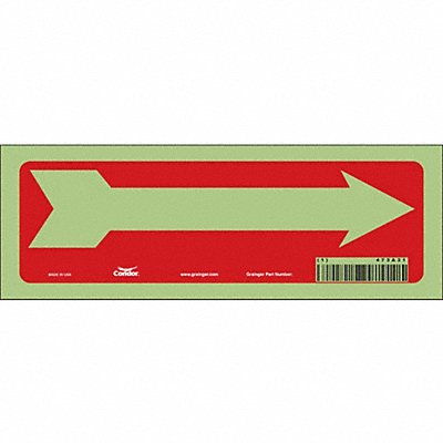 CONDOR 473A31 Safety Sign 3 1/2 in x 10 in Glow Vinyl