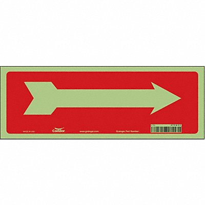 CONDOR 473A33 Safety Sign 5 in x 14 in Glow Vinyl