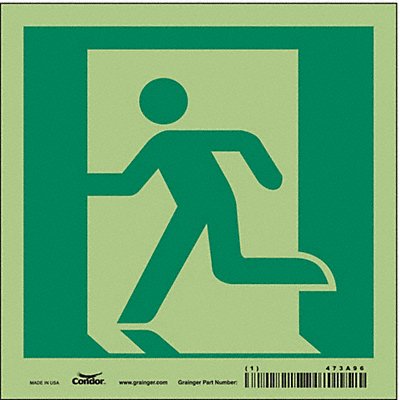 CONDOR 473A96 Safety Sign 6 in x 6 in Glow Vinyl