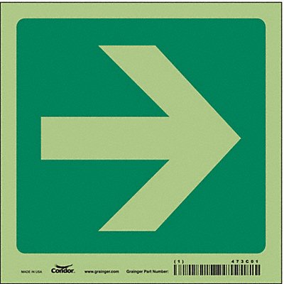 CONDOR 473C01 Safety Sign 6 in x 6 in Glow Vinyl