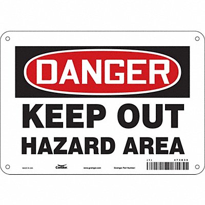 CONDOR 473D35 Safety Sign 7 in x 10 in Aluminum