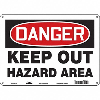 CONDOR 473D39 Safety Sign 10 in x 14 in Polyethylene