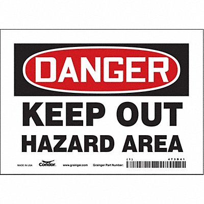 CONDOR 473D41 Safety Sign 5 in x 7 in Vinyl
