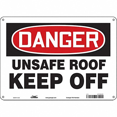 CONDOR 473D49 Safety Sign 10 in x 14 in Polyethylene