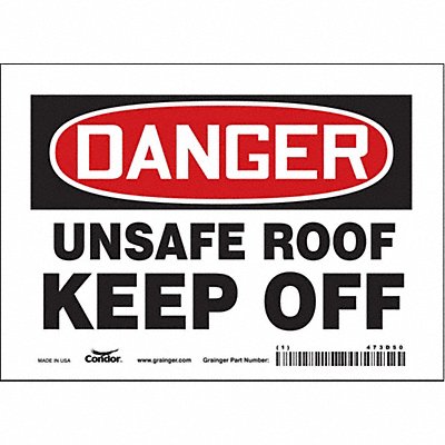 CONDOR 473D50 Safety Sign 5 in x 7 in Vinyl