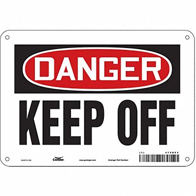 CONDOR 473D53 Safety Sign 7 in x 10 in Aluminum