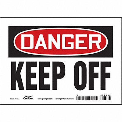CONDOR 473D58 Safety Sign 5 in x 7 in Vinyl