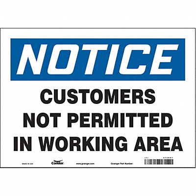 CONDOR 473D67 Safety Sign 10 in x 14 in Vinyl