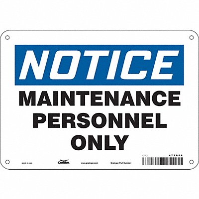 CONDOR 473D68 Safety Sign 7 in x 10 in Aluminum