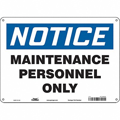 CONDOR 473D69 Safety Sign 10 inx14 in Aluminum
