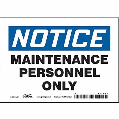 CONDOR 473D72 Safety Sign 5 in x 7 in Vinyl