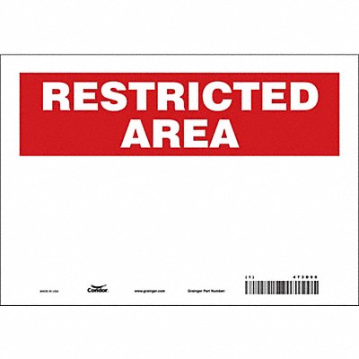CONDOR 473D90 Safety Sign 7 in x 10 in Vinyl