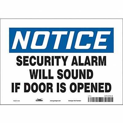 CONDOR 473F54 Safety Sign 7 in x 10 in Vinyl