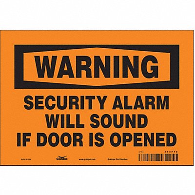 CONDOR 473F70 Safety Sign 7 in x 10 in Vinyl