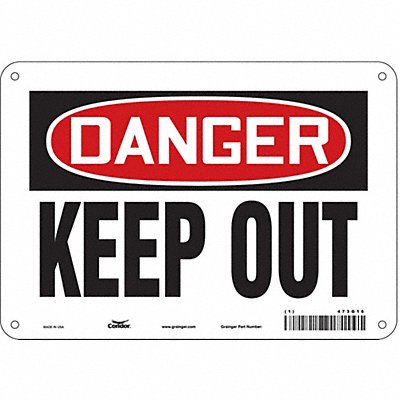 CONDOR 473G16 Safety Sign 7 inx10 in Polyethylene