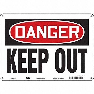 CONDOR 473G17 Safety Sign 10 inx14 in Polyethylene