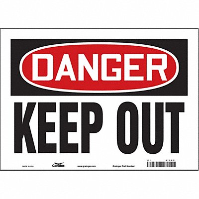 CONDOR 473G21 Safety Sign 10 in x 14 in Vinyl