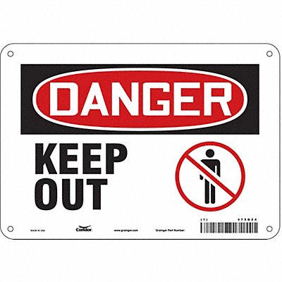 CONDOR 473G24 Safety Sign 7 in x 10 in Aluminum