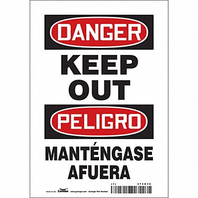 CONDOR 473G36 Safety Sign 10 inx7 in Vinyl
