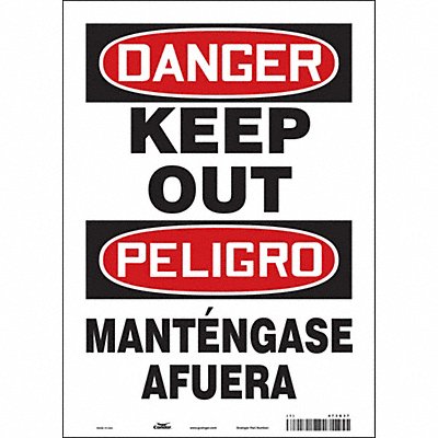 CONDOR 473G37 Safety Sign 14 in x 10 in Vinyl